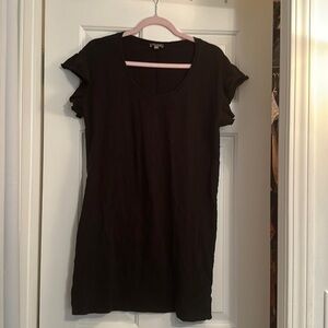 Lilla p 100% cotton black short sleeve flutter sleeve shirt shirt dress small